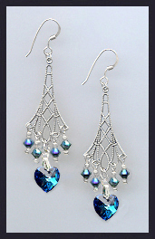 Midnight Blue Heart Earrings