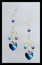 Tiny Midnight Blue Heart Earrings