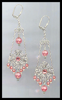 Swarovski Coral Sunset Chandelier Earrings
