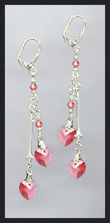 Swarovski Coral Crystal Heart Earrings
