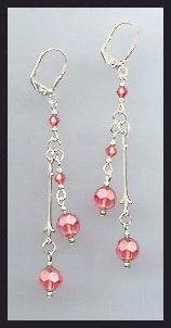 Coral Sunset Crystal Drop Earrings
