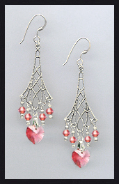 Coral Sunset Heart Earrings