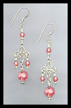 Coral Sunset Filigree Earrings