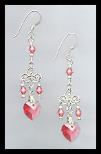 Tiny Coral Sunset Heart Earrings