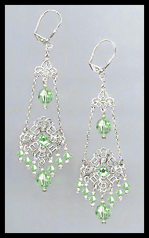 Swarovski Peridot Green Chandelier Earrings