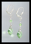 Peridot Green Heart Drop Earrings