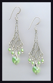 Peridot Green Heart Earrings