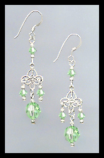 Peridot Green Filigree Earrings
