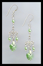 Tiny Peridot Green Heart Earrings