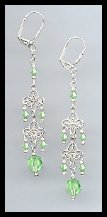 Peridot Green Crystal Earrings