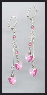 Aquamarine Crystal Heart Drop Earrings