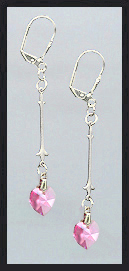 Simple Aquamarine Crystal Heart Earrings
