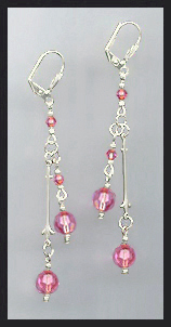 Rose Pink Crystal Drop Earrings