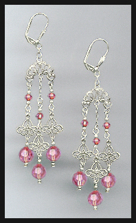 Rose Pink Chandelier Earrings