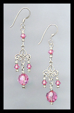 Rose Pink Filigree Earrings
