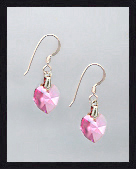 Tiny Aquamarine Crystal Heart Earrings