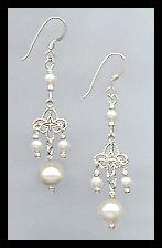 Cream Pearl Filigree Earrings