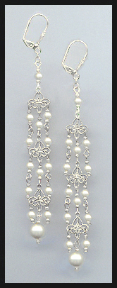 4" Cream Pearl Chandelier Earrings