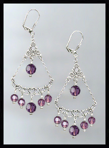 Amethyst Purple Crystal Earrings
