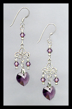 Tiny Amethyst Purple Heart Earrings