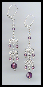 Amethyst Purple Crystal Earrings