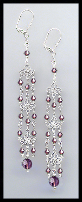 4" Amethyst Purple Chandelier Earrings