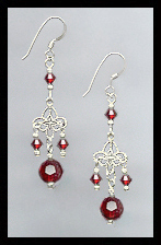 Ruby Red Filigree Earrings