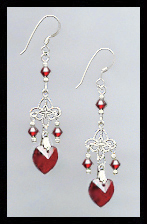 Tiny Ruby Red Heart Earrings