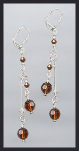 Coffee Brown Crystal Drop Earrings