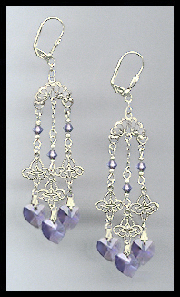Tanzanite Purple Crystal Heart Earrings