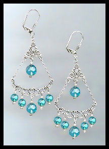 Teal Blue Crystal Earrings