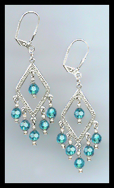 Teal Blue Crystal Earrings