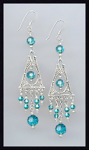 Swarovski Teal Blue  Earrings