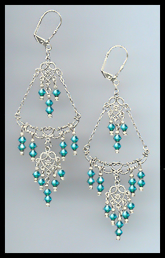 Teal Blue Chandelier Earrings