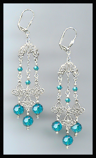 Teal Blue Chandelier Earrings
