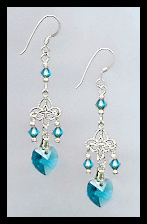 Tiny Teal Blue Heart Earrings