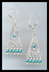Teal Blue Filigree Earrings