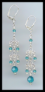 Teal Blue Crystal Earrings
