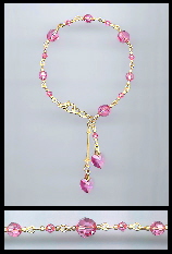 Gold Rose Pink Double Heart Bracelet