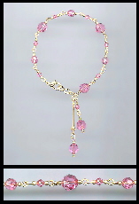 Gold Rose Pink Swarovski Crystal Bracelet