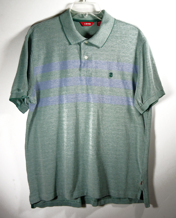 NEW NWT IZOD POLO STYLE MENS SHIRT SIZE LARGE L G SHORT SLEEVE GREEN AND WHITE